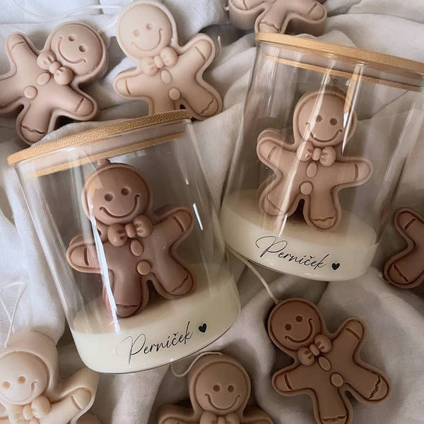 Holiday Gingerbread Man Shaped Scented Cup Candle