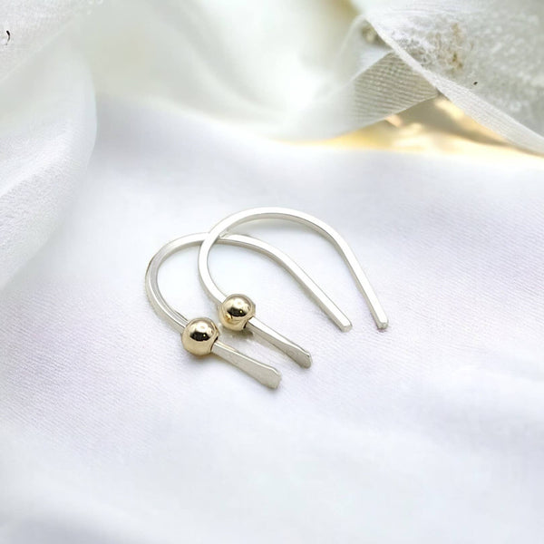 Tiny Silver and Gold Hugger Earrings