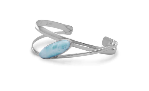 Large Oblong Larimar Cuff Bracelet