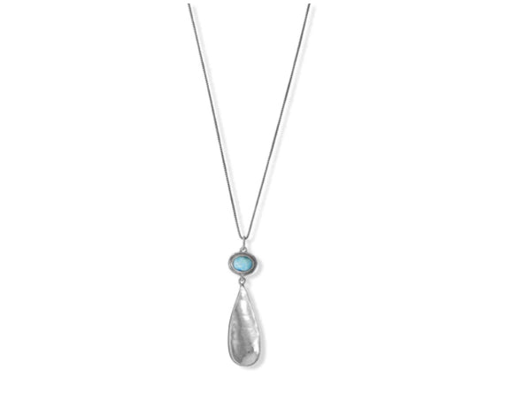 18" Larimar with Pear Drop Necklace