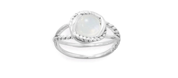 Criss Cross Rainbow Moonstone Ring