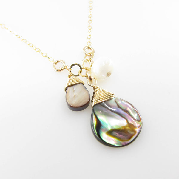 Small Gemstone Cascade Necklace with Abalone