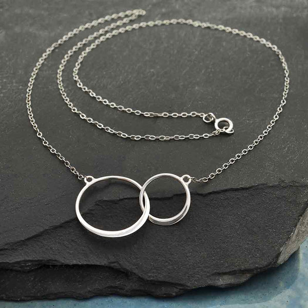 Sterling Silver Necklace with Two Linked Circles