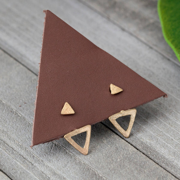 Brass Peekaboo Triangle Design Ear Jacket