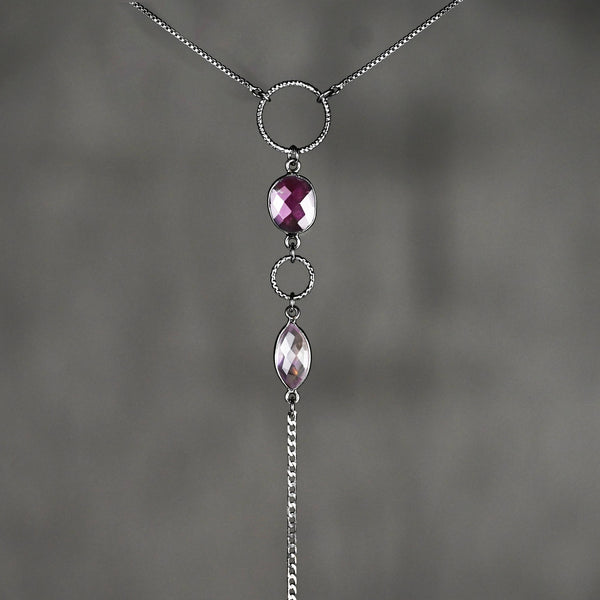 Amethyst and Ametrine Tassel Adjustable Necklace