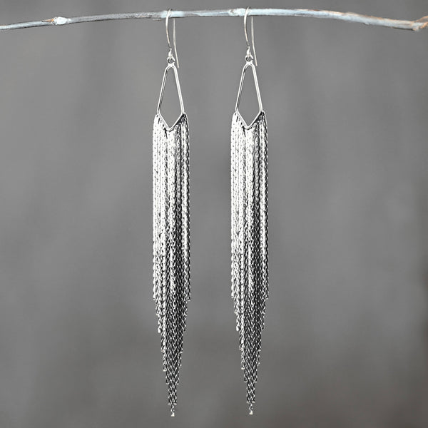 Super Dramatic Mermaid Shimmer Earrings (Rhodium)