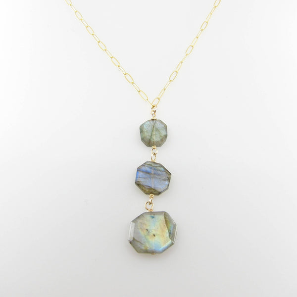 Labradorite Vertical Gemstone Slice Necklace